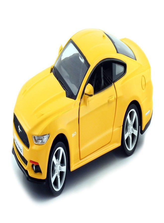 Rmz City 5 Inch Die Cast Ford 2015 Mustang Toy Car 1:37 Scale Model | Licensed Collectible Vehicle with Opening Doors & Pullback Action | International Series for Kids & Car Lovers | Matt Yellow - Image 2